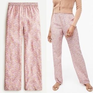 J.CREW Women’s NWT Silk Pull-on Pants Breezy Casual in Beach Paisley Pink Size 2